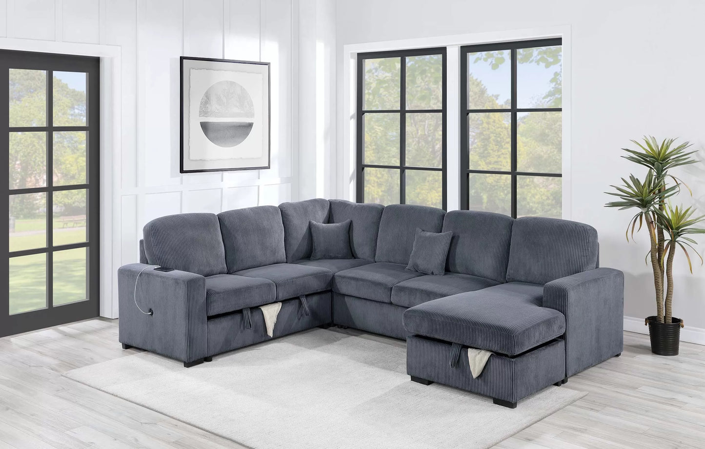 4-Pieces Convertible Sectional Sofa