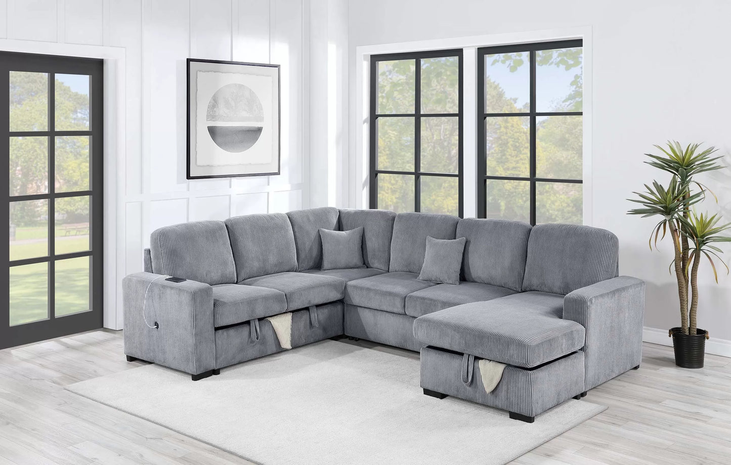 4-Pieces Convertible Sectional Sofa