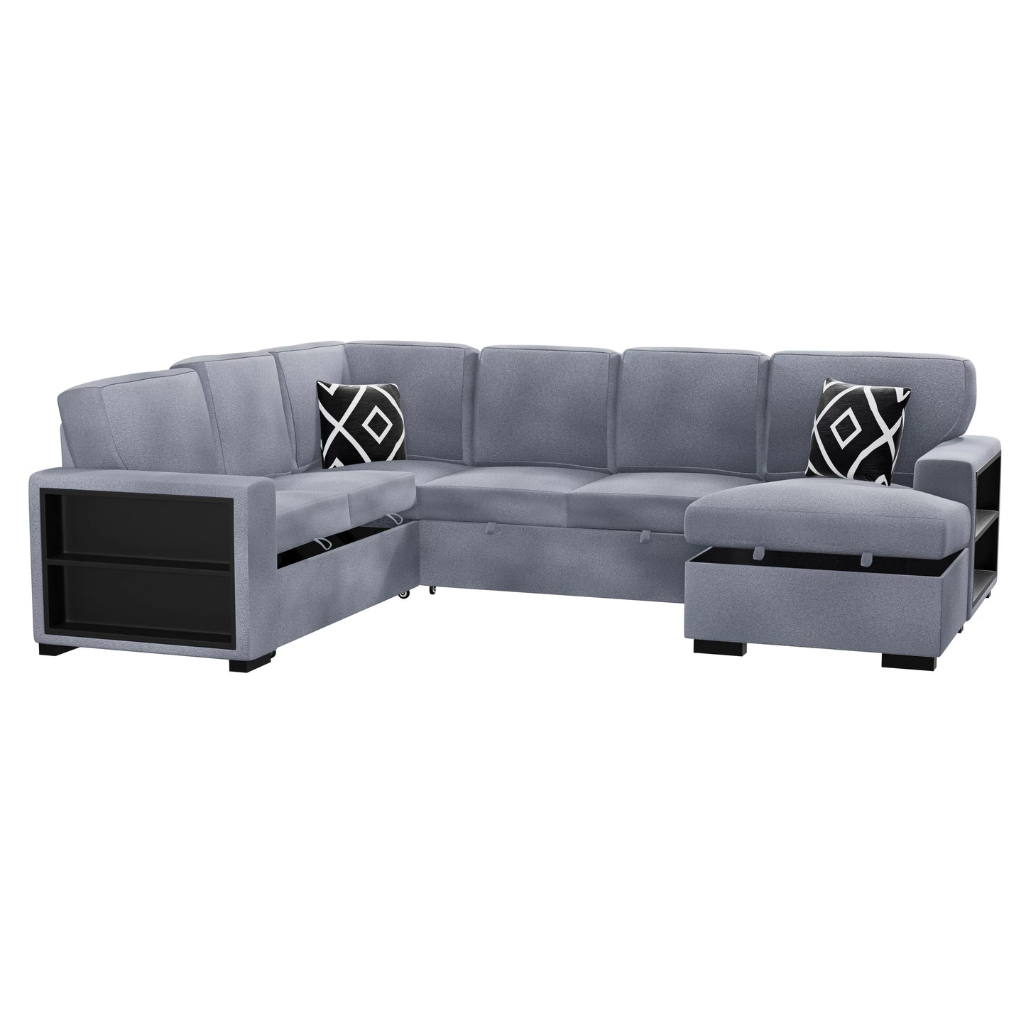 4-Pieces Reversible Convertible Sectional Sofa