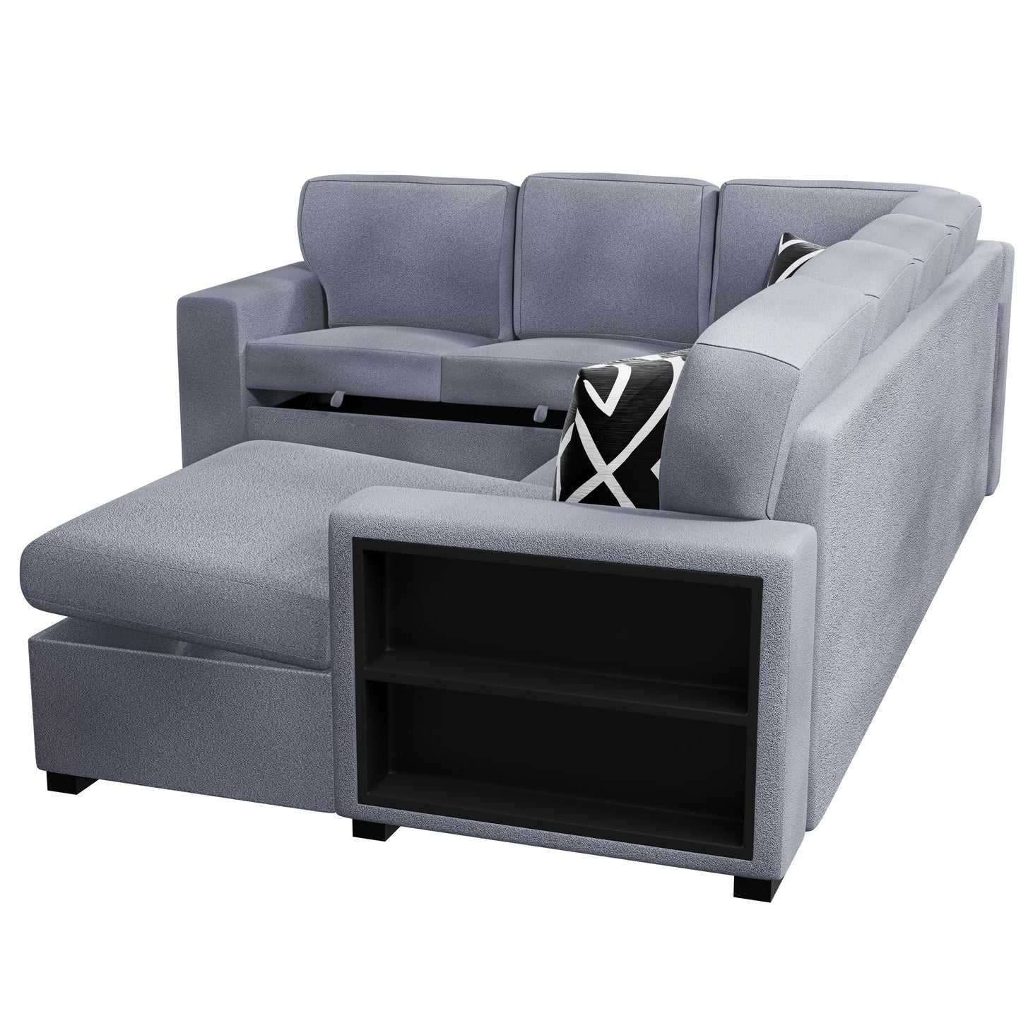 4-Pieces Reversible Convertible Sectional Sofa