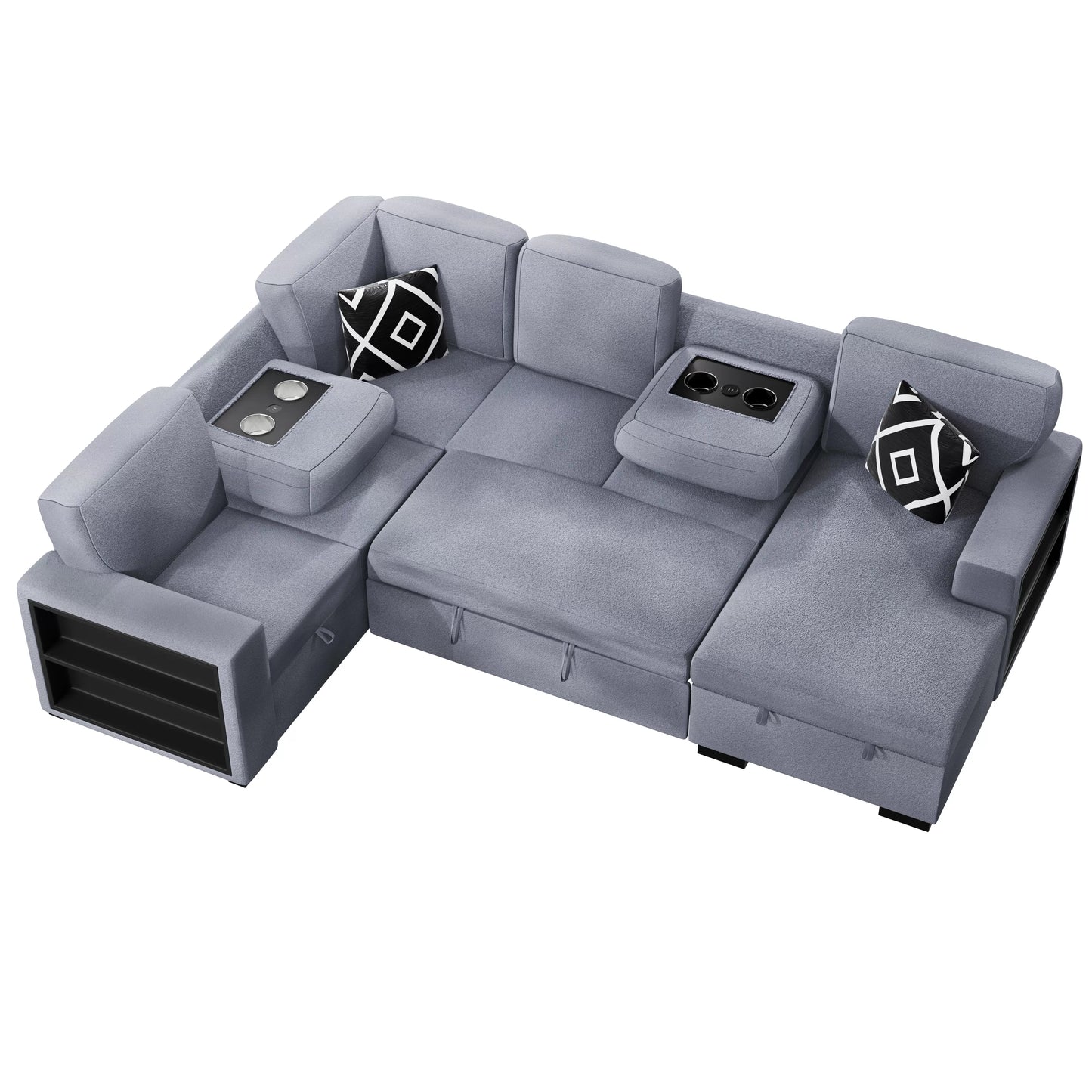 4-Pieces Reversible Convertible Sectional Sofa