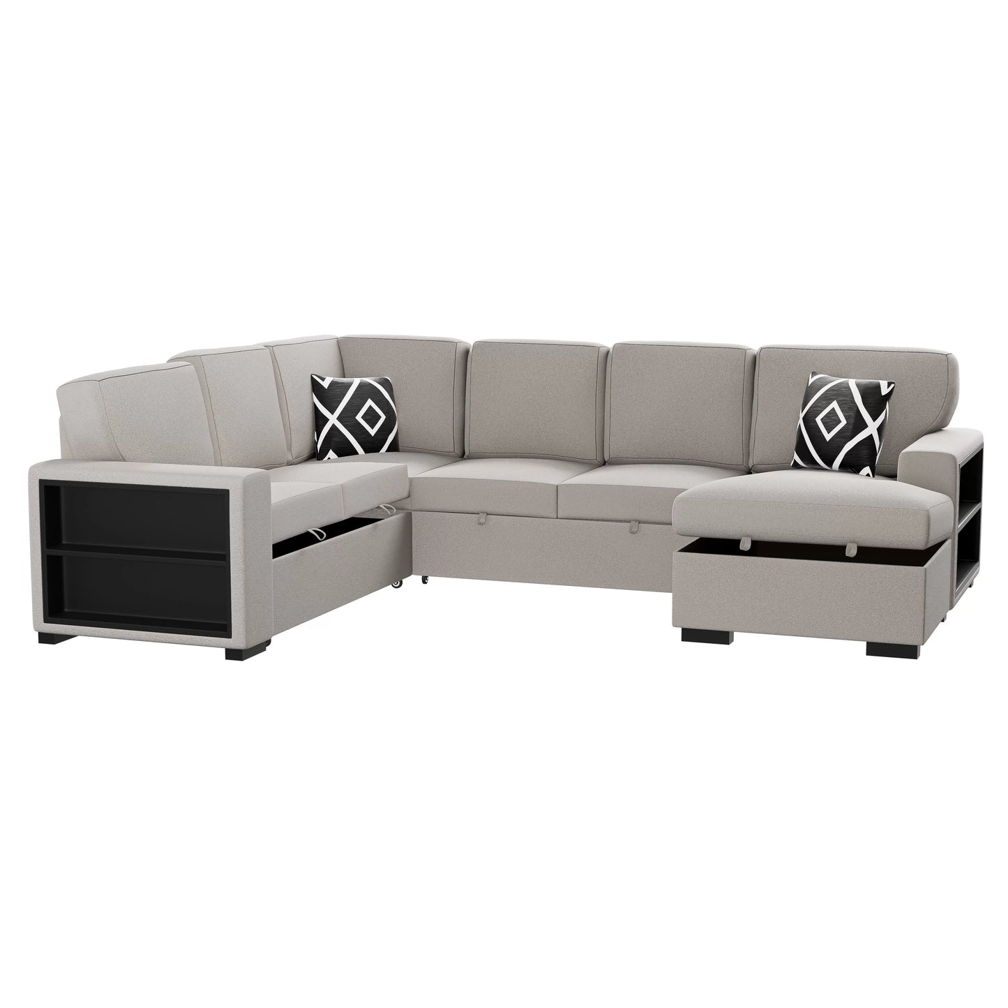 4-Pieces Reversible Convertible Sectional Sofa