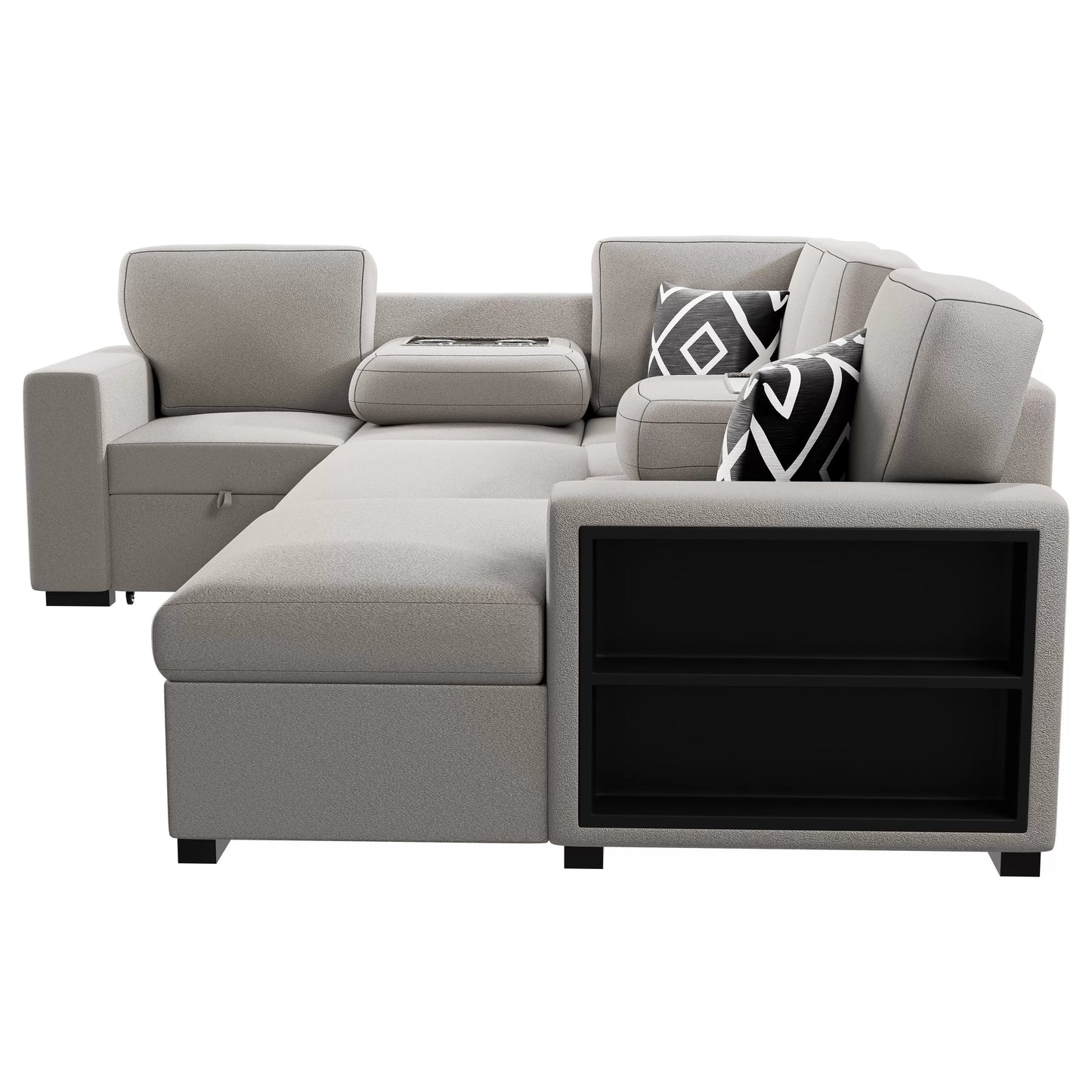 4-Pieces Reversible Convertible Sectional Sofa