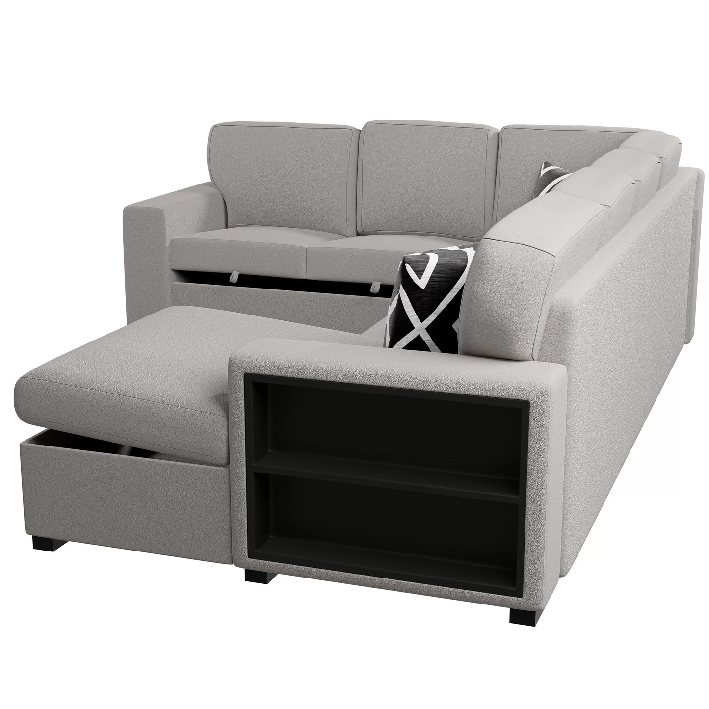 4-Pieces Reversible Convertible Sectional Sofa