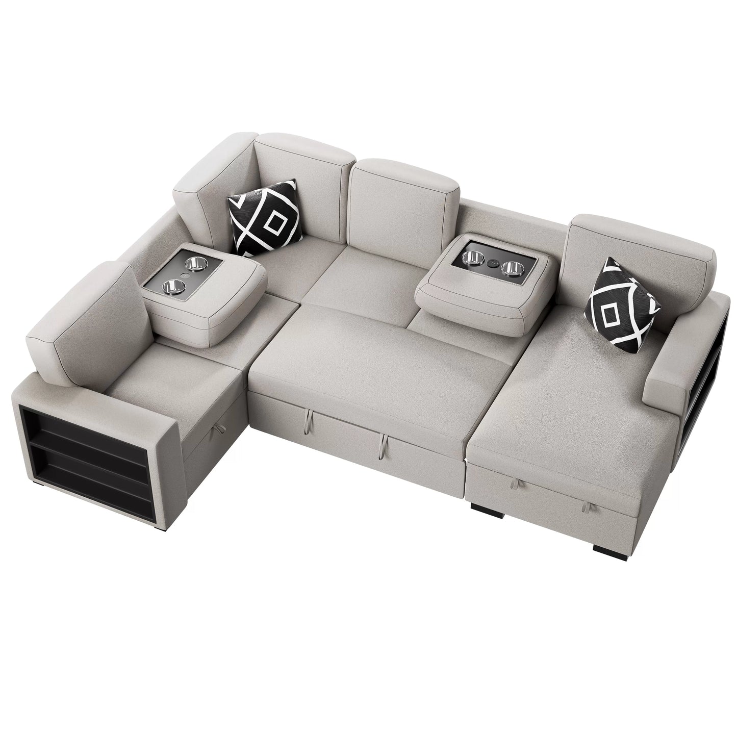 4-Pieces Reversible Convertible Sectional Sofa
