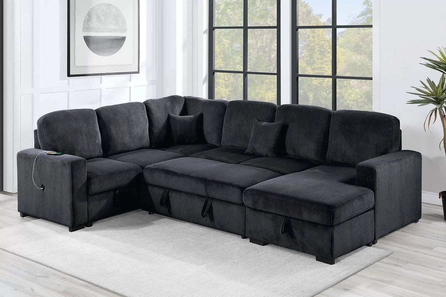 4-Pieces Convertible Sectional Sofa