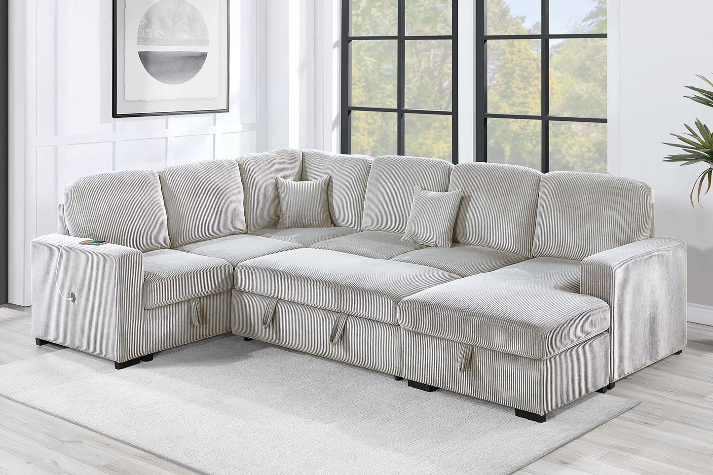 4-Pieces Convertible Sectional Sofa