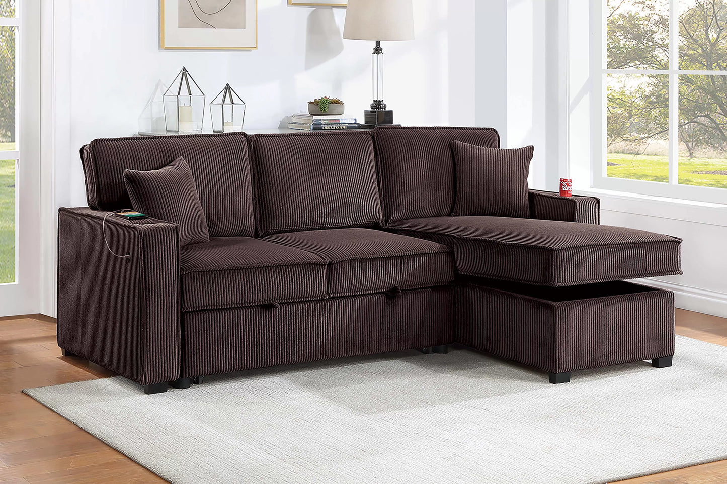 2-Pieces Reversible Convertible Sectional Sofa