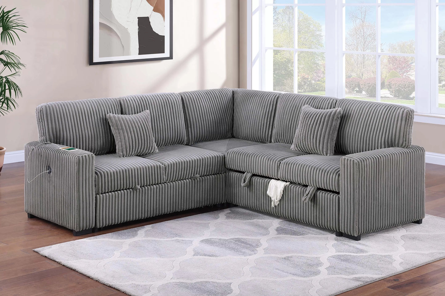 3-Pieces Reversible Convertible Sectional Sofa