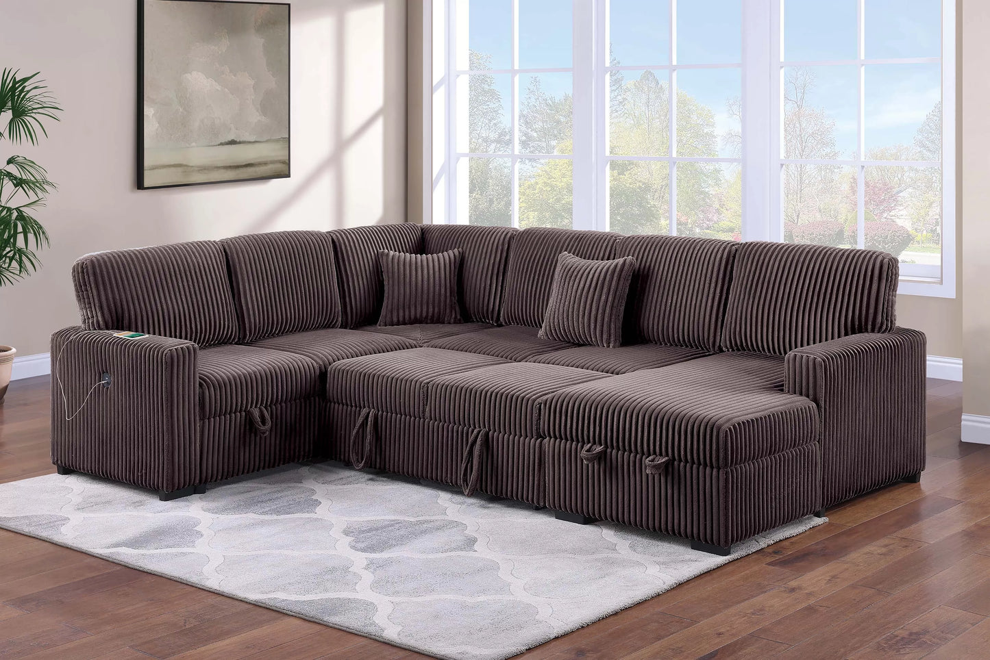 4-Pieces Reversible Convertible Sectional Sofa