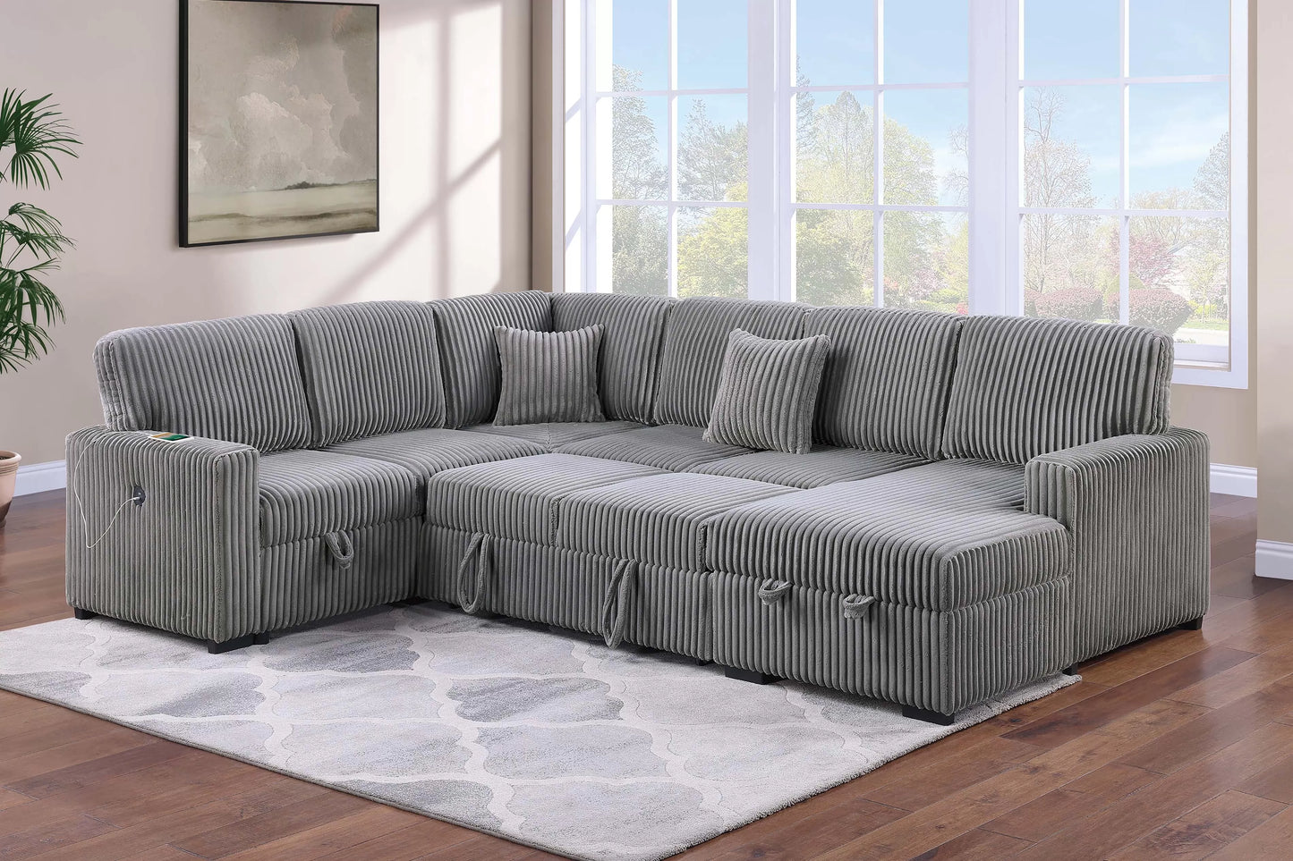 4-Pieces Reversible Convertible Sectional Sofa