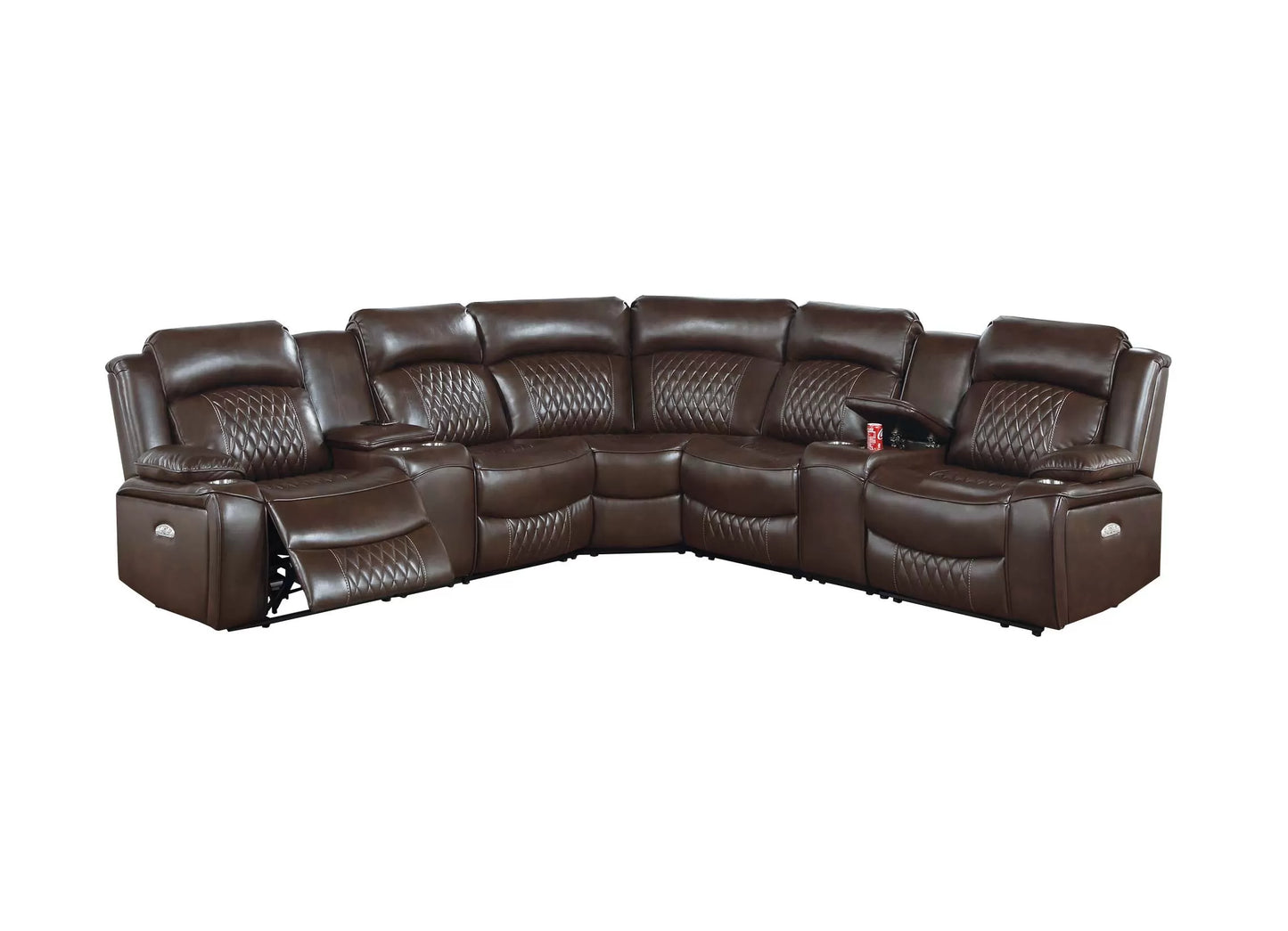 Motion Sectional, Brown, Charcoal, Gel Leatherette