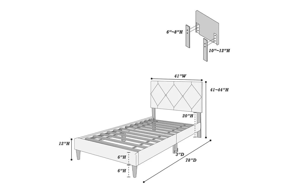 Twin/Full Size Bed, Velvet