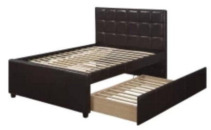 Twin/Full Size Bed,  Faux Leather With Trundle