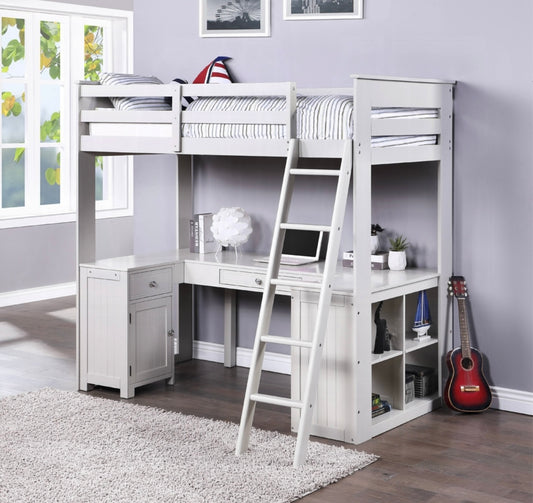 Ambar Twin Loft Bed W/Desk & Bookcase & Chest