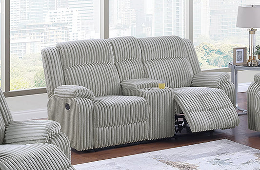 Recliner Loveseat, Ash-Smoke, Fur-Like Corduroy