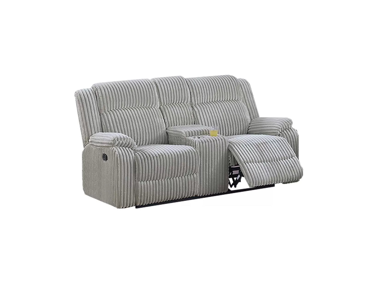 Recliner Loveseat, Ash-Smoke, Fur-Like Corduroy