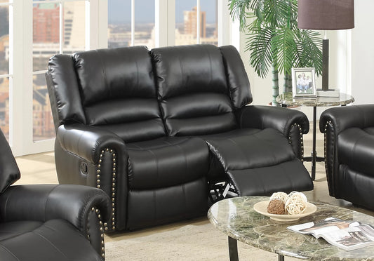 Recliner Loveseat, Black, Bonded Leather