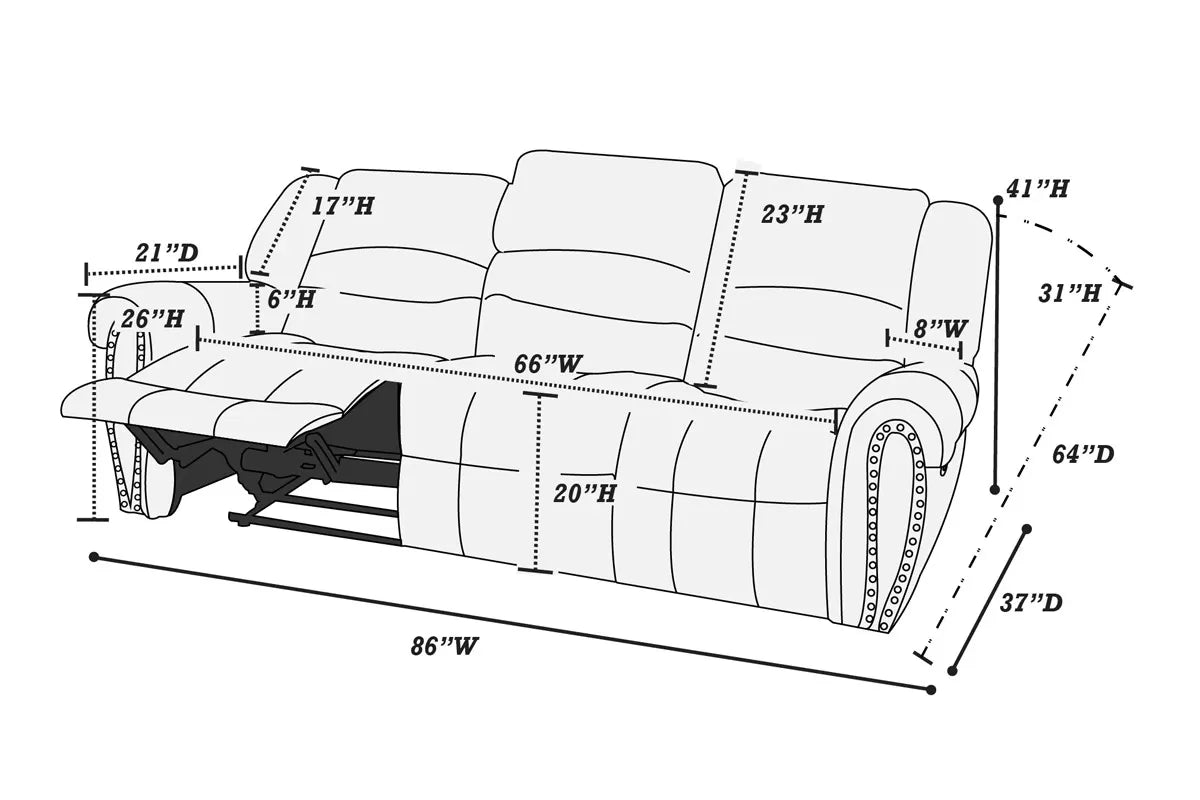 Sofa, Black, Bonded Leather
