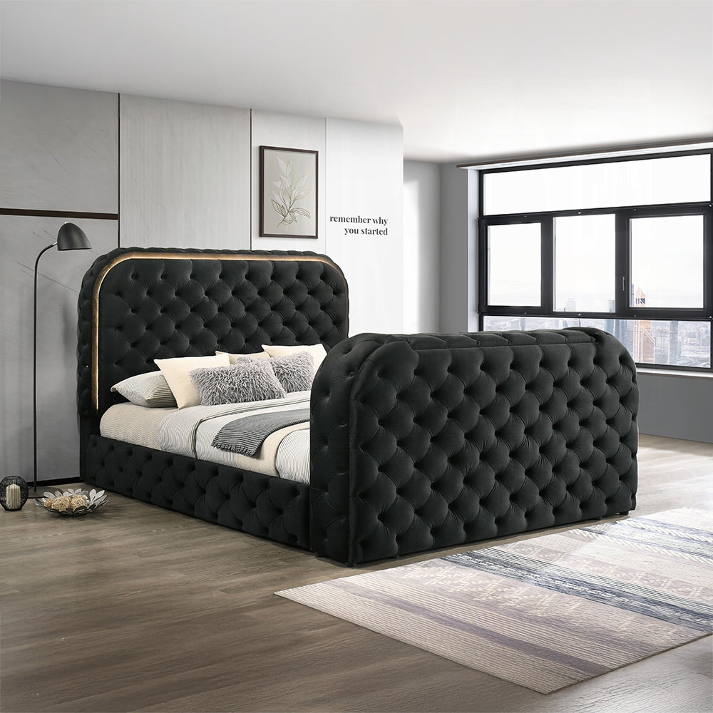 Kana Queen/ E King Bed w/LED, Fireplace & TV Stand