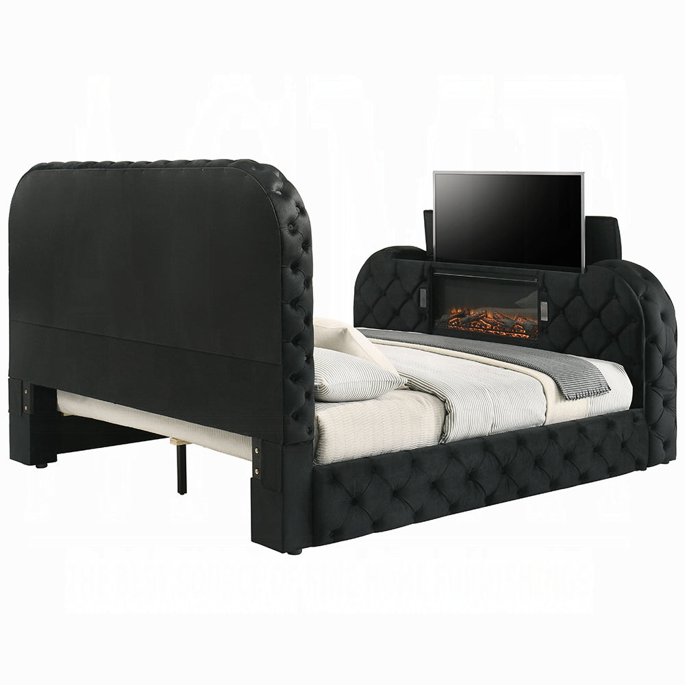 Kana Queen/ E King Bed w/LED, Fireplace & TV Stand