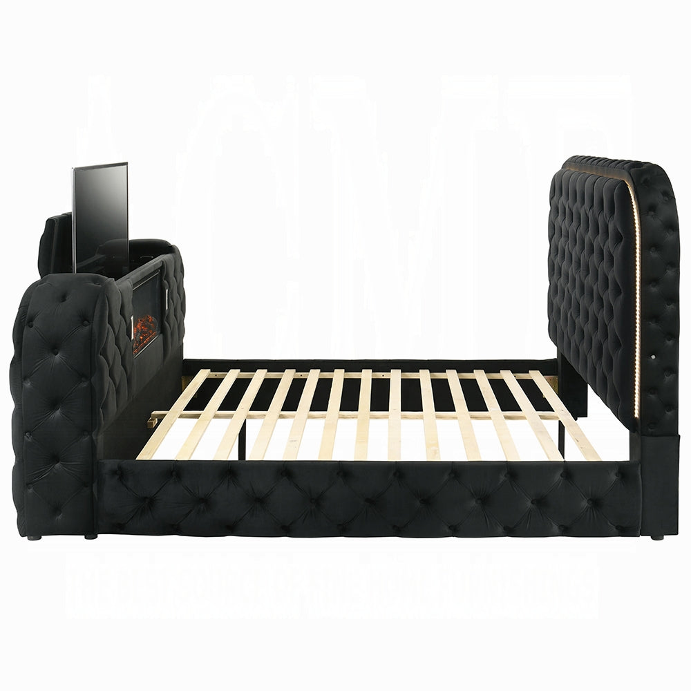 Kana Queen/ E King Bed w/LED, Fireplace & TV Stand