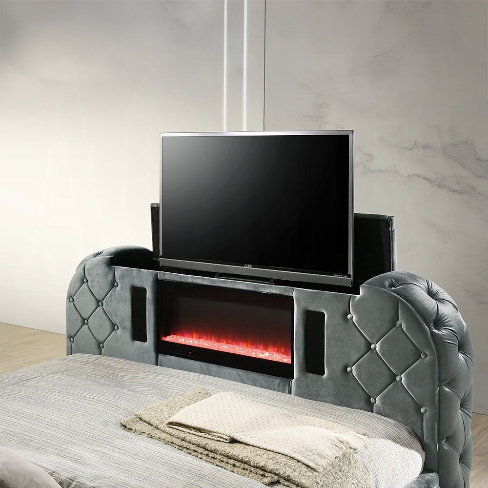 Kana Queen/ E King Bed w/LED, Fireplace & TV Stand