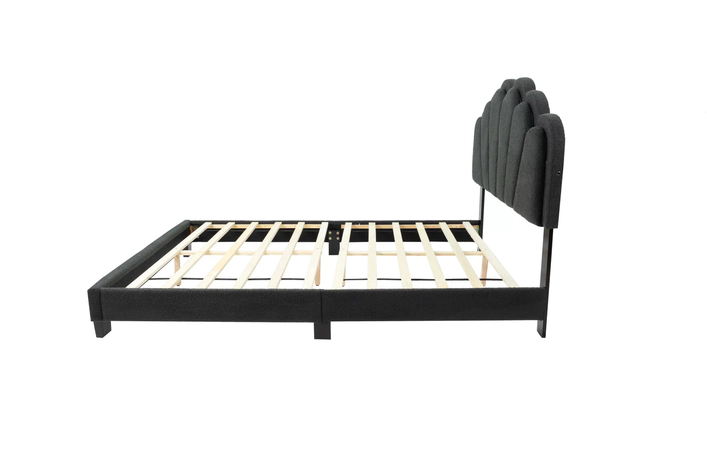 Twin/Full Size bed with Built-In LED Lights, Wool Fabric