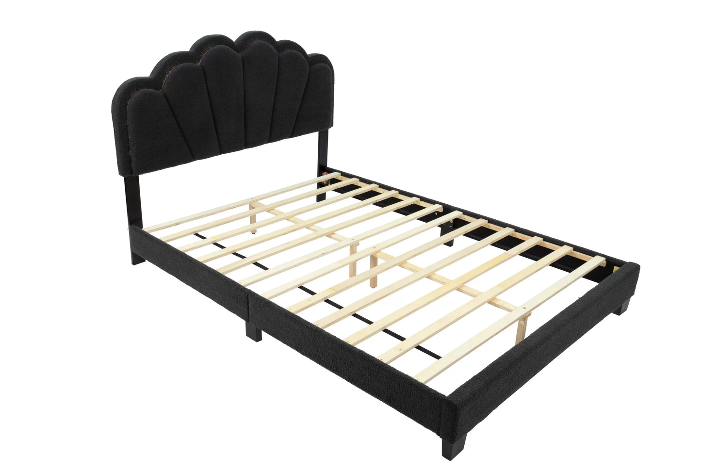 Twin/Full Size bed with Built-In LED Lights, Wool Fabric