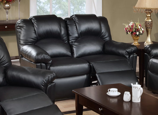 Recliner Loveseat, Black, Bonded Leather