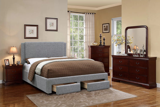 Full/Queen Size Bed, Burlap and Storage Drawers