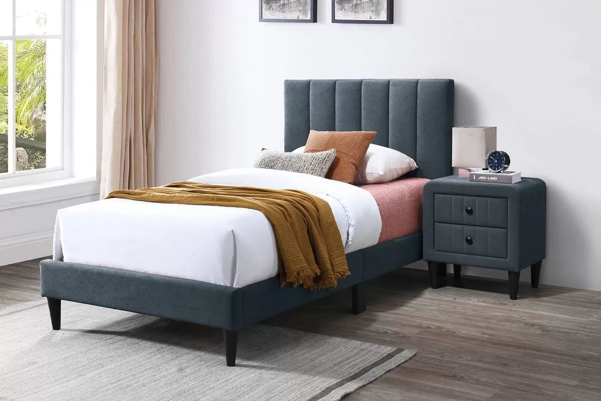 Twin/Full Size Bed, Brushed Linen Fabric