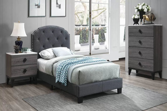 Twin/Full/Queen Size Bed, Charcoal Polyfiber