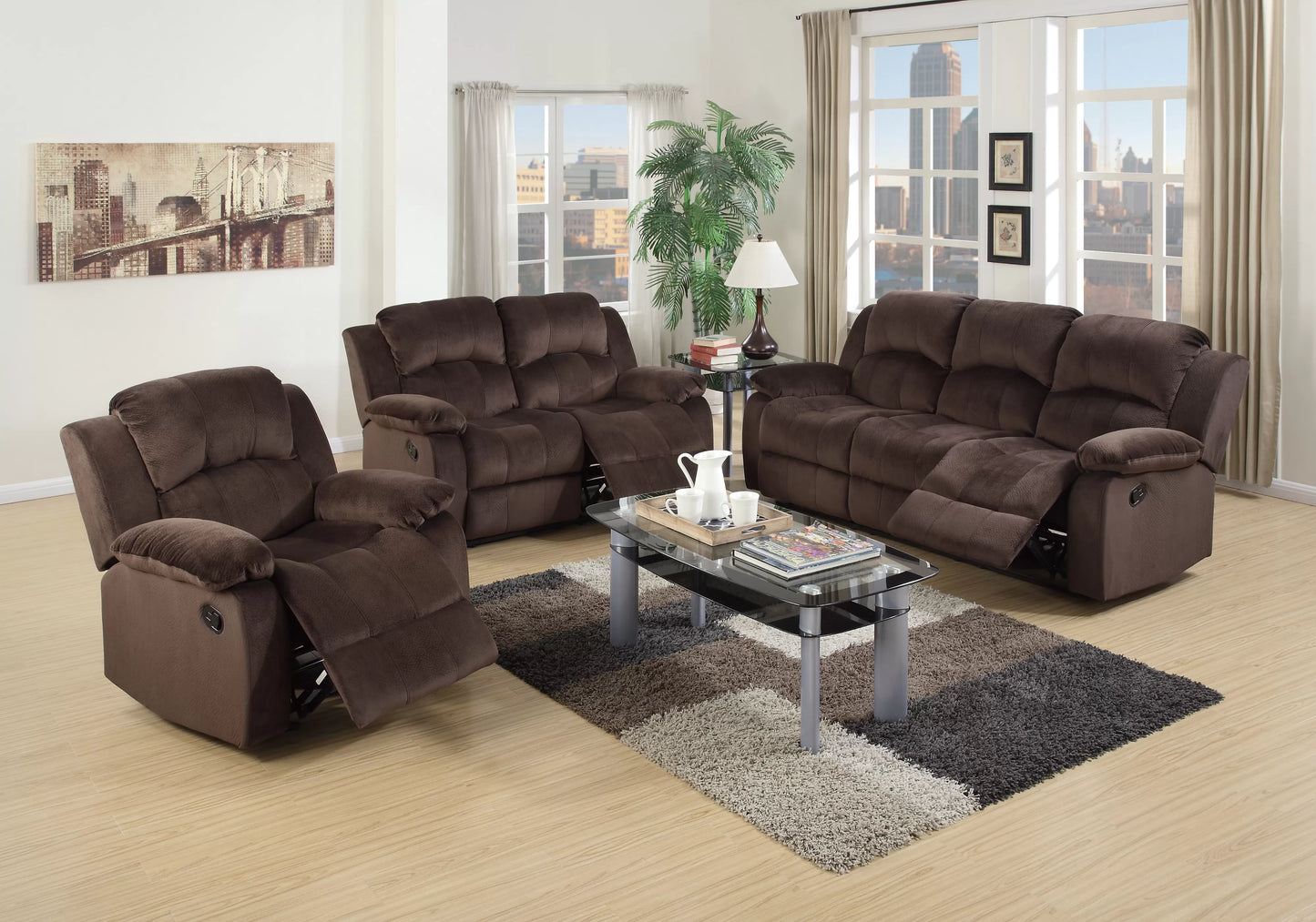 Single Recliner, Chocolate, Padded Suede