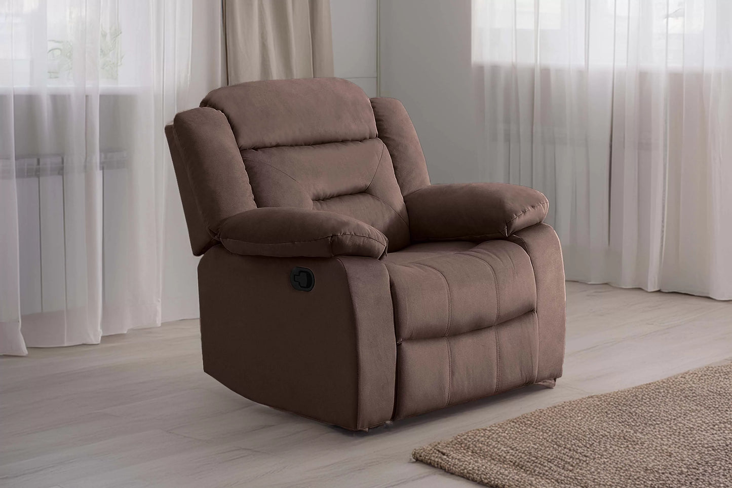 Single Recliner, Chocolate-Dark Gray, Velvet