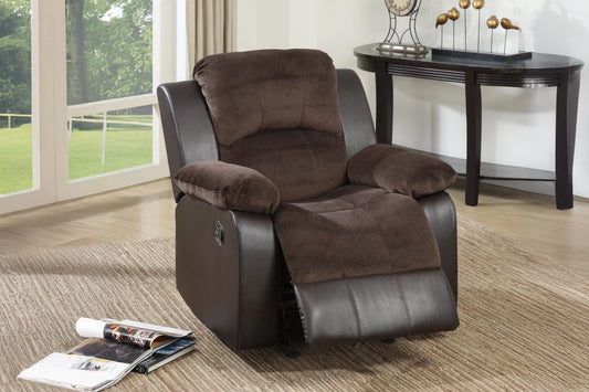 Single Recliner, Chocolate, Padded Suede