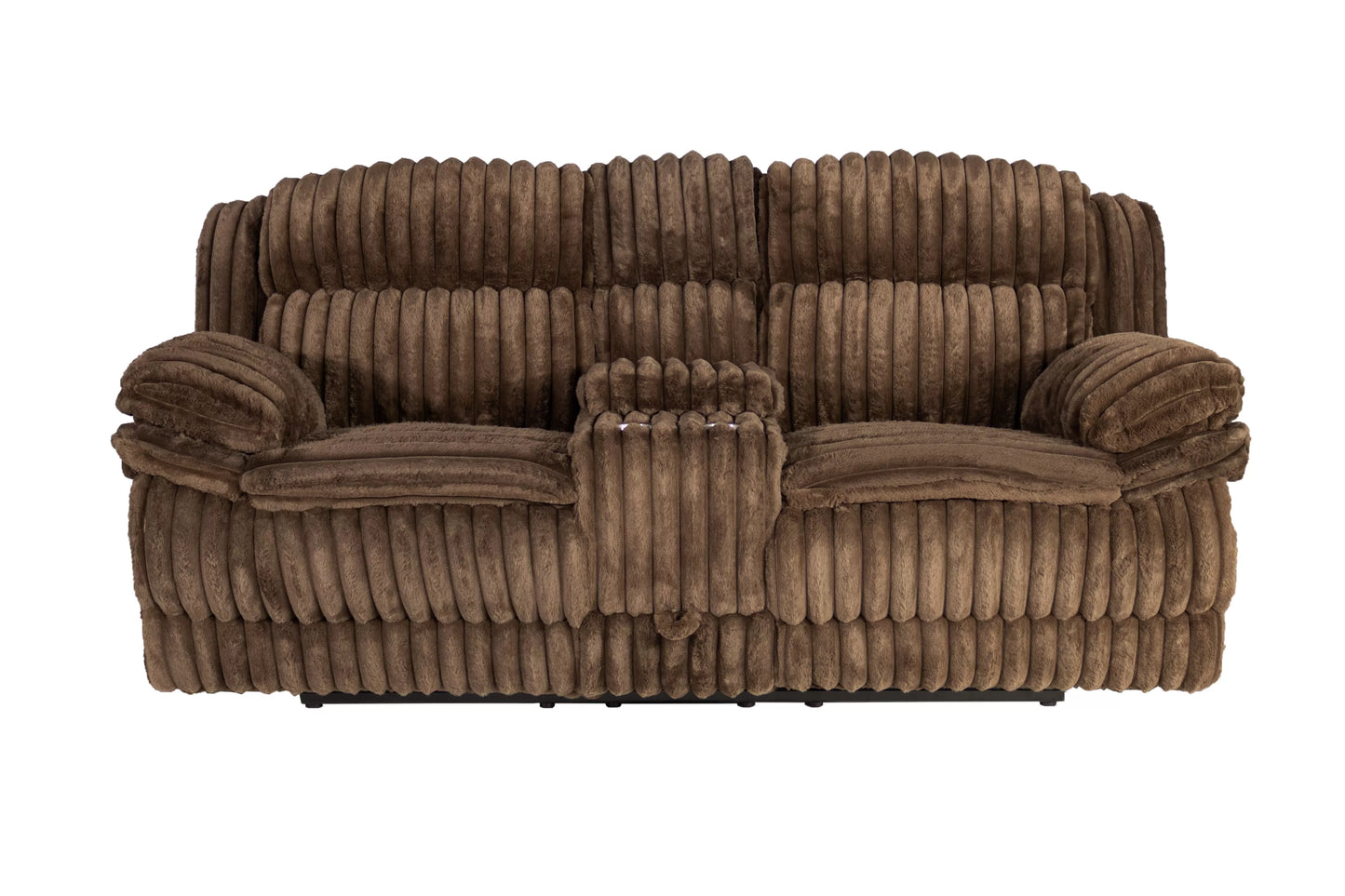 Recliner Loveseat, Chocolate-Light Gray, Fur-like Jumbo Corduroy