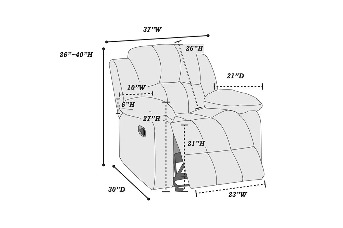 Single Recliner, Chocolate, Padded Suede