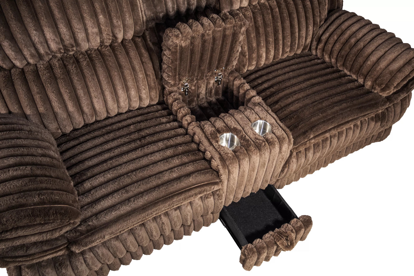 Recliner Loveseat, Chocolate-Light Gray, Fur-like Jumbo Corduroy