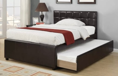 Twin/Full Size Bed,  Faux Leather With Trundle