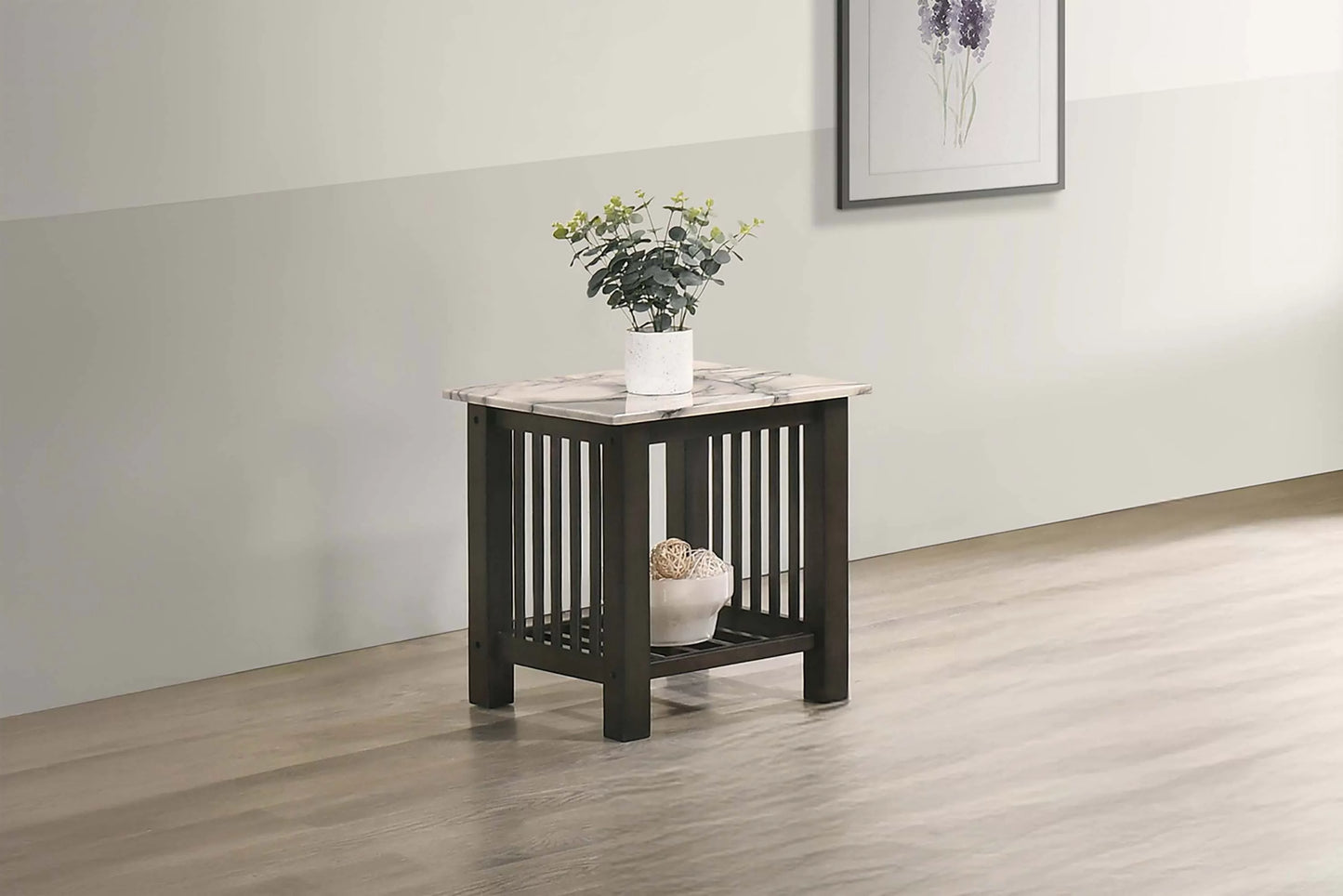 End Table, Faux Marble Top