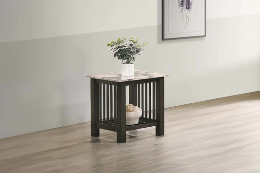 End Table, Faux Marble Top