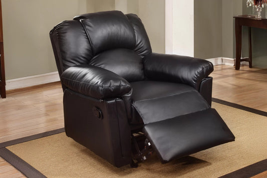 Single Recliner, Black, Bonded Leather