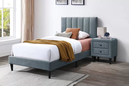 Twin/Full Size Bed, Brushed Linen Fabric