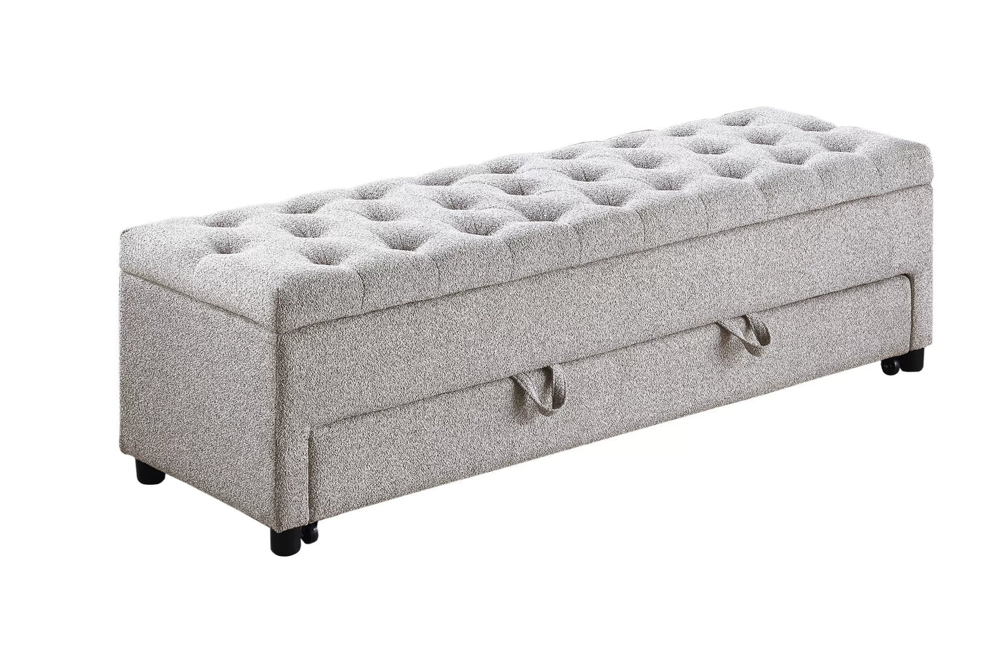 Storage Ottoman With Underseat Drawer, Boucle