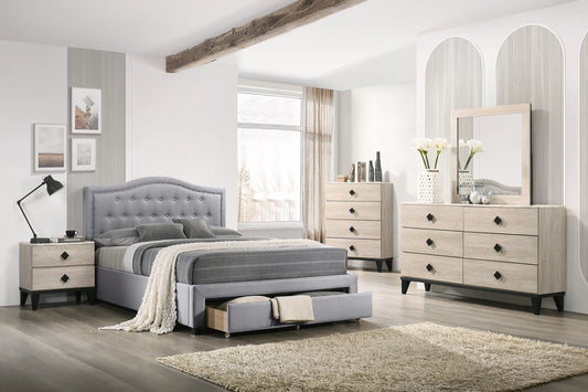 Full/Queen Size Bed, Burlap and Storage Drawers