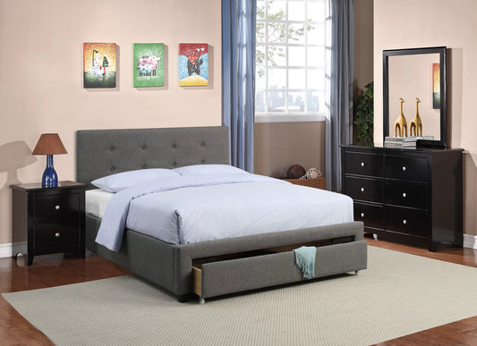 Full/Queen Size Bed, Burlap and Storage Drawer