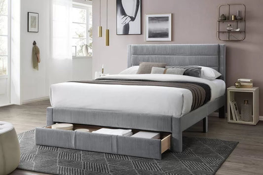 Full/Queen Size Bed, Corduroy and Storage Drawers
