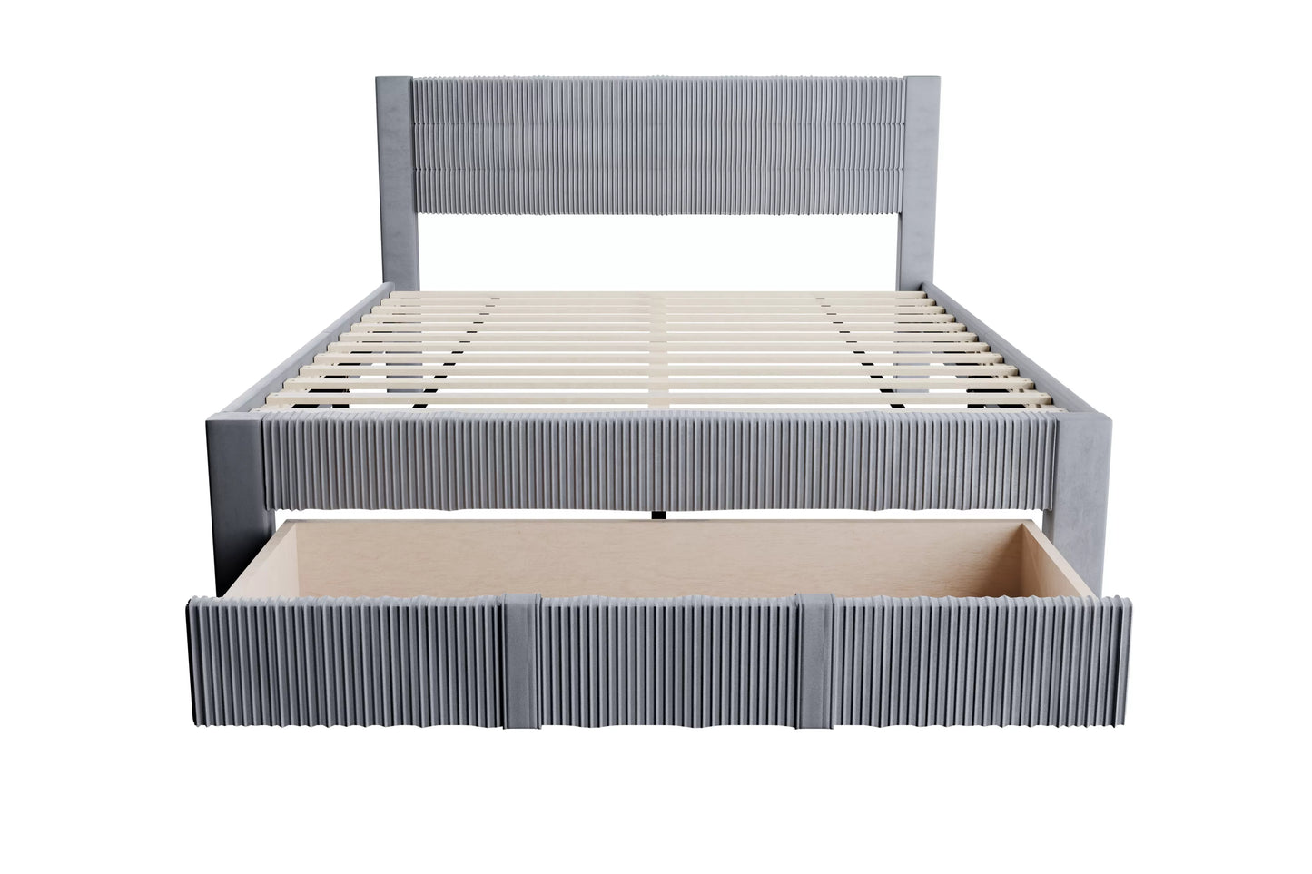 Full/Queen Size Bed, Corduroy and Storage Drawers