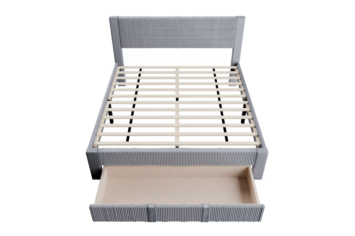 Full/Queen Size Bed, Corduroy and Storage Drawers